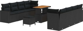 vidaXL Kerti Kanapé Szett 11 pcs Fekete polirattan
