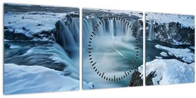 Kép - Istenek vízesése, Izland (órával) (90x30 cm)