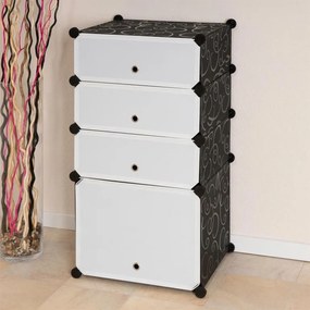 DIVERO Cipőállvány 91 x 48 x 37 cm fekete- fehér