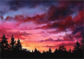 Fotótapéta Tájkép Akvarell Hálószoba Nappali Tapéta Flizelina 200x140