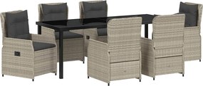 vidaXL Kert étkező szett 7 pcs Világosszürke polirattan