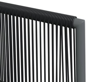 5 részes fekete polyrattan és acél kerti étkezőszett párnákkal