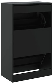 fekete szerelt fa cipőszekrény 60 x 34 x 96,5 cm