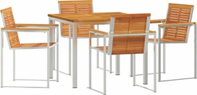 vidaXL Kert étkező szett 5 pcs Barna Tömör Akácfa