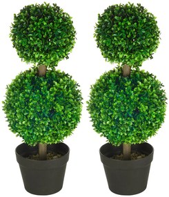 Műnövény szett, 2 db buxus, cserépben 60cm magas