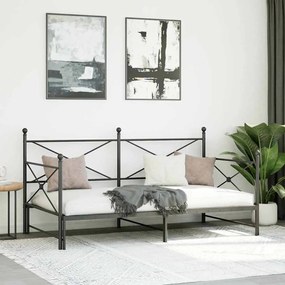 kihúzható kanapéágy matrac nélkül fekete 100x200 cm acél