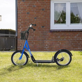 HOMCOM Gyerek Roller fékkel, állítható magasságú, könnyű acél, kék-fekete