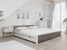 Ágy IKAROS 160 x 200 cm, fehér/szarvasgomba tölgy Matrac: Coco Maxi matrac 20 cm, Ágyrács: Deszkás ágyráccsal