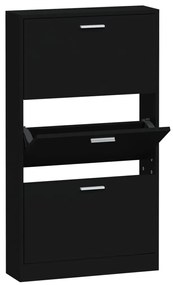 fekete szerelt fa cipősszekrény 59x17x108 cm