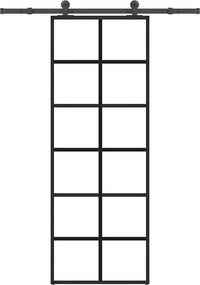 vidaXL ESG üveg és alumínium tolóajtó fémszerelvény-szettel 76x205 cm