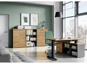 Antracitszürke-natúr színű szekrény tölgyfa dekorral 80x120 cm Agenda – Germania