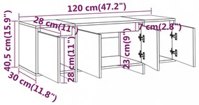 szürke sonoma színű szerelt fa TV-szekrény 120x30x40,5 cm