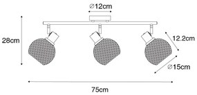 Design spotlámpa fekete füstüveggel 3-lámpás - Chico