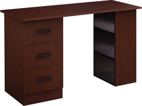 HOMCOM Íróasztal 3 Forgatható Fiókkal és 3 Polccal, 120 cm-es Fa Íróasztal Hálószobába, Dió szín | Aosom