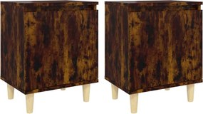 vidaXL 2 db füstös tölgy színű éjjeliszekrény fa lábakkal 40x30x50 cm