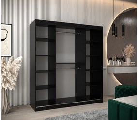 Ruhásszekrény 180 cm Toki 2 (matt fekete + matt fekete). 1065004