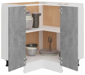 betonszürke szerelt fa alsó sarokszekrény 75,5 x 75,5 x 81,5 cm