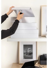 Fehér fedeles dekoratív karton tárolódoboz szett 3 db-os 42,5x29,5x13 cm Kian Paper Laminate – Bigso