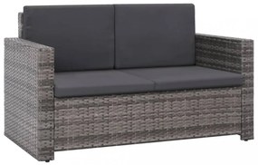 vidaXL 2 részes szürke polyrattan kerti bútorszett párnákkal