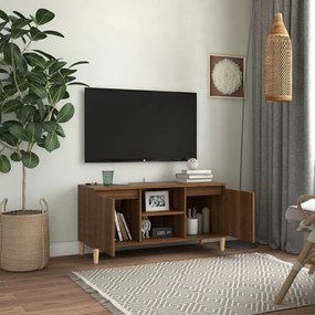 barna tölgyszínű TV-szekrény tömör falábakkal 103,5x35x50 cm