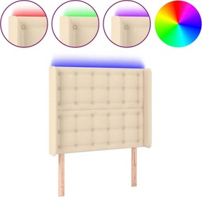 vidaXL krémszínű szövet LED-es fejtámla 103x16x118/128 cm