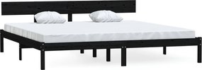 vidaXL Super King fekete tömör fenyőfa ágykeret 180 x 200 cm