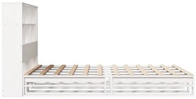fehér tömör fa könyvespolcos ágy matrac nélkül 140 x 200 cm