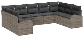 vidaXL Kanapé Szett párnával 9 pcs Szürke Poly Rattan