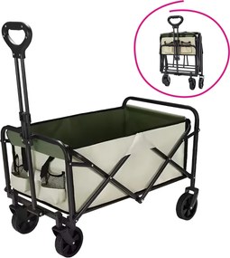 Kerti kocsi, összecsukható, bézs/zöld/fekete, KARIL