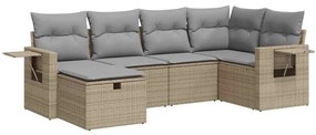 6 részes bézs polyrattan kerti ülőgarnitúra párnával