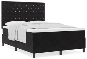 Boxspring Ágy Matraccal Fekete 140x190 cm Bársony