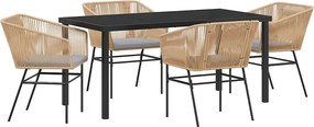 vidaXL Kert étkező szett párnával 5 pcs Barna Porszórt acél