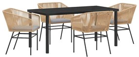 vidaXL Kert étkező szett párnával 5 pcs Barna Porszórt acél