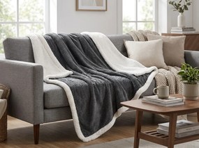 Mikroplüss sherpa pléd VELVORA, sötétszürke Méret: 150 x 200 cm
