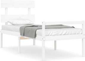 vidaXL fehér tömör fa ágy időseknek fejtámlával 90x200 cm