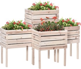 Outsunny 4 darabos Emelt Ágyás Kertész Dozs 4 Kombinációs Móddal Kertben és Erkélyen 50 x 30 x 60 cm Természetes | Aosom