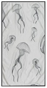 Fekete-fehér strandtörölköző 90x180 cm Jellyfish – DecoKing