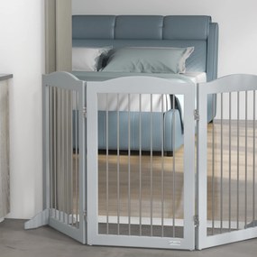 PawHut Összecsukható Biztonsági Rács, 3-Panele Dog Gate, 2 Támogató Lábbal, 80cm Magasság, Ajtókhoz, Folyosókhoz, Szobákhoz és Lépcsőkhöz, Szürke | Ao