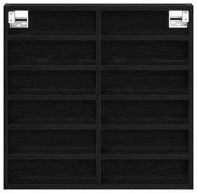 Vitrine Szekrény Fekete Tölgy 60x8,5x58 cm Műanyag