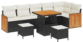 vidaXL Kerti Kanapé Szett párnával 9 pcs Fekete és Krém