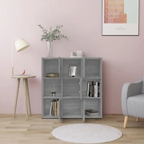 szürke sonoma színű szerelt fa könyvszekrény 90 x 30 x 90 cm