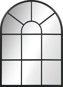 HOMCOM Fali Tükör 70 x 50 cm Ablak Tükör Fém Kerettel Dekoratív Fali Tükör Hálószobához Élet/Hálószobához, Fekete | Aosom