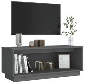 szürke tömör fenyőfa TV-szekrény 90 x 35 x 35 cm