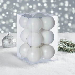 Fehér műanyag karácsonyi gömb szett 12x6cm