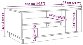 antik fa színű szerelt fa dohányzóasztal 102 x 55 x 43 cm