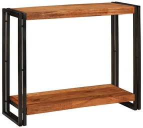 Konzolasztal polcokkal Barna 90 x 33 x 75 cm tömör akácfa
