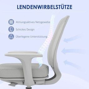 Vinsetto irodai szék, ergonomikus íróasztali szék forgófunkcióval, állítható magasságú, szürke