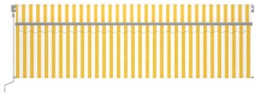 sárga-fehér redőnyös, LED-es, szélérzékelős napellenző 5x3 m