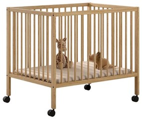 Natúr színű bükkfa járóka állítható magassággal-gurulós 95x75 cm Dino – Vipack