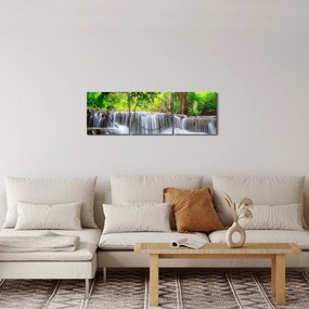 Kép - Vízesés, kék (órával) (90x30 cm)